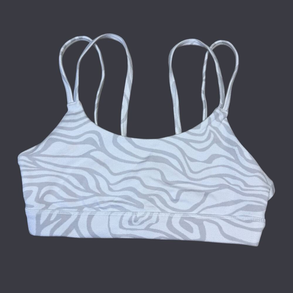 Alo Goddess Sports Bra White Silver Print Size Small